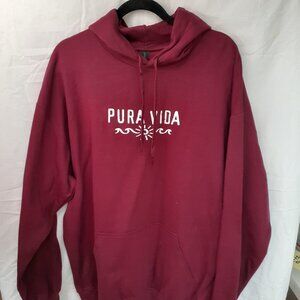 New XL Pura Vida Burgundy Red Pullover Hoodie